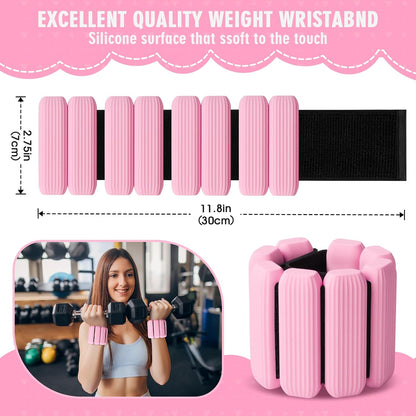 Wrist Weights, 2Pack Adjustable Wearable Wrist Ankle Weights for Women/Men, Silicone Wrist Bangles for Walking, Yoga, Pilates, and Gym, Arm & Leg Workout, 2lb