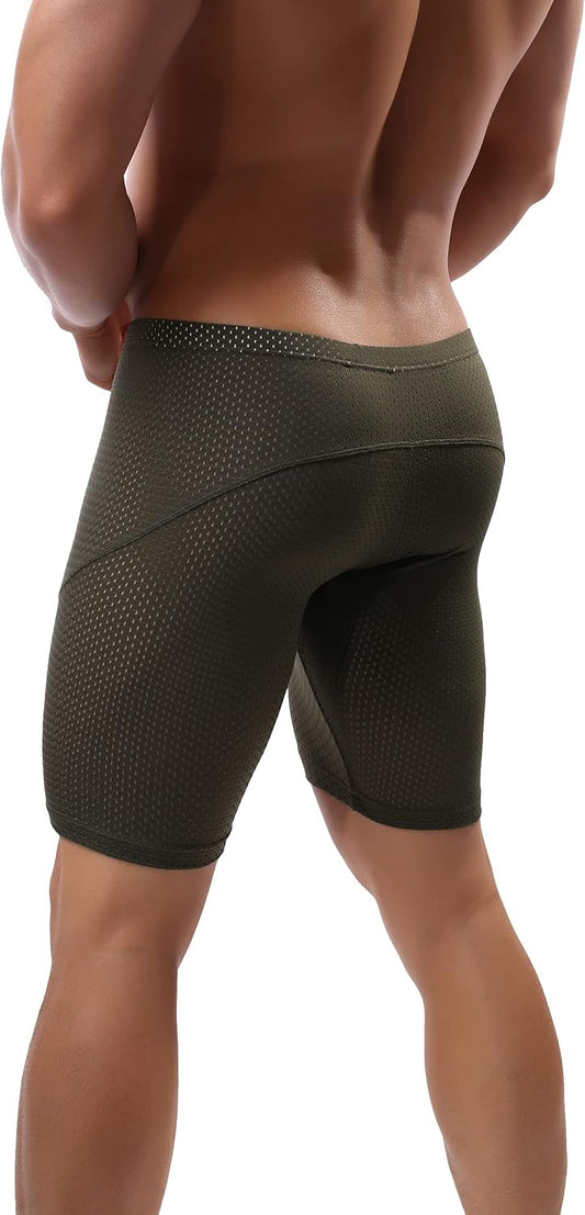 Mens Tight Yoga Workout Shorts Mesh Gym Training Shorts
