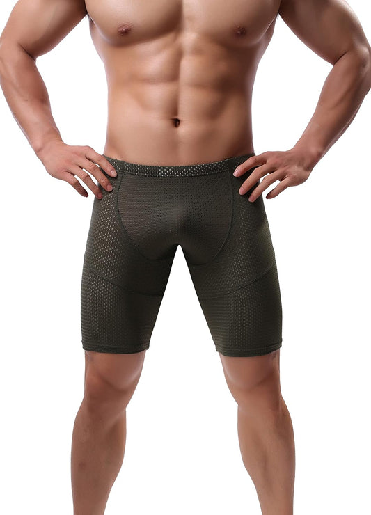 Mens Tight Yoga Workout Shorts Mesh Gym Training Shorts