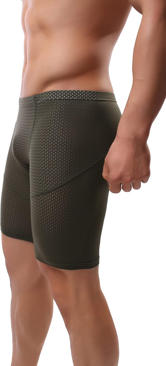 Mens Tight Yoga Workout Shorts Mesh Gym Training Shorts