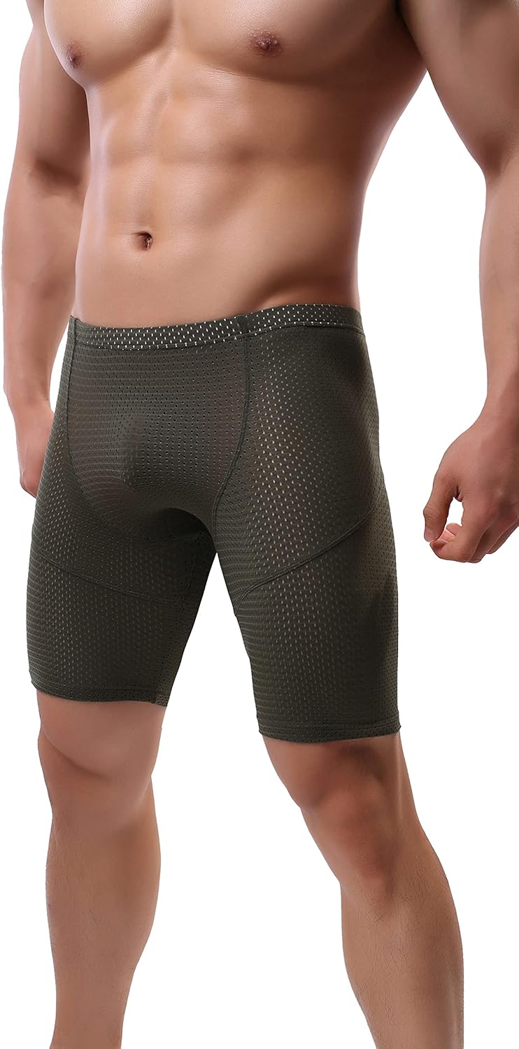 Mens Tight Yoga Workout Shorts Mesh Gym Training Shorts