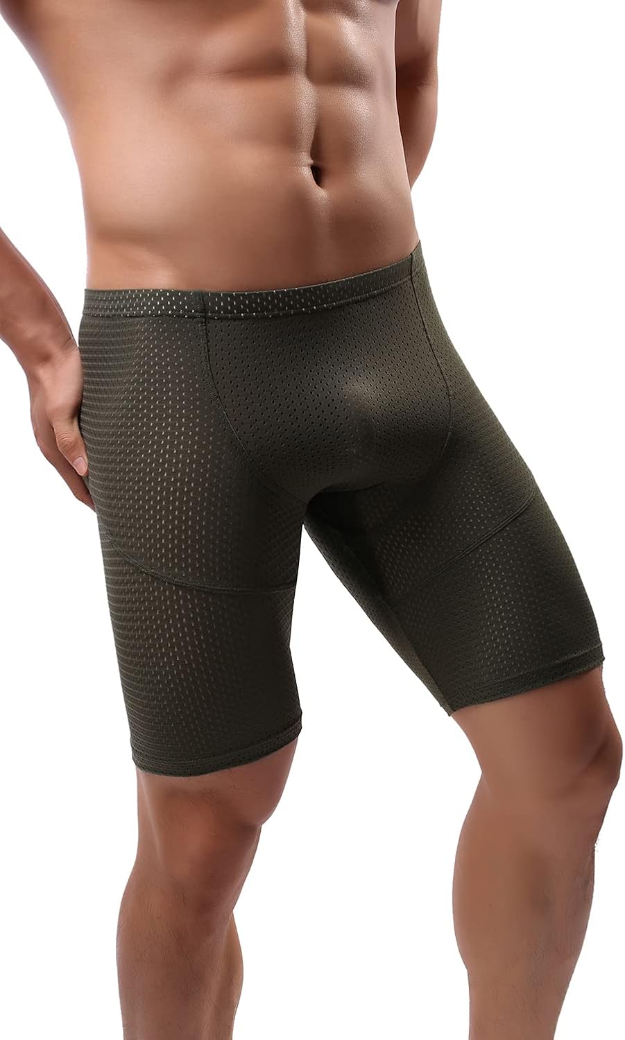 Mens Tight Yoga Workout Shorts Mesh Gym Training Shorts