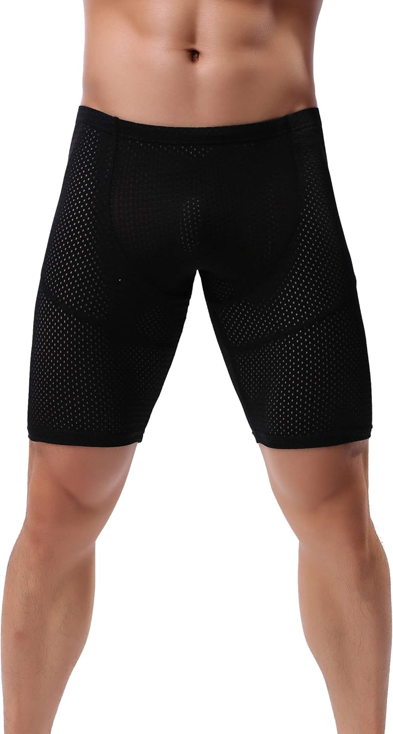 Mens Tight Yoga Workout Shorts Mesh Gym Training Shorts