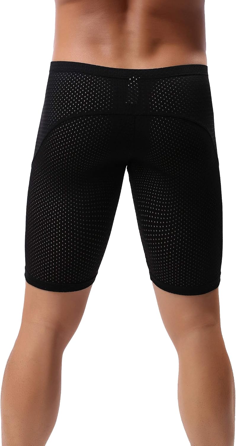 Mens Tight Yoga Workout Shorts Mesh Gym Training Shorts