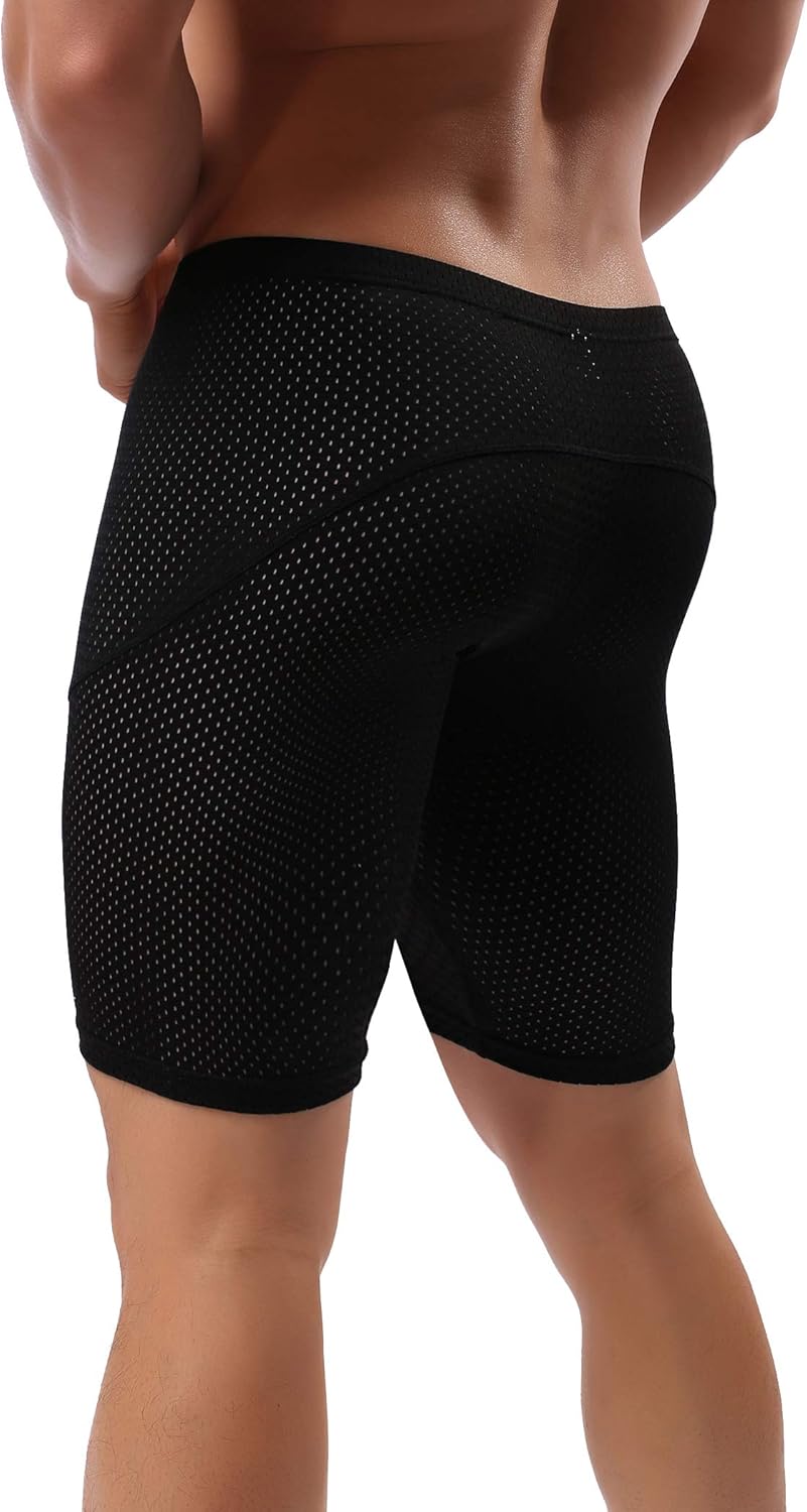 Mens Tight Yoga Workout Shorts Mesh Gym Training Shorts
