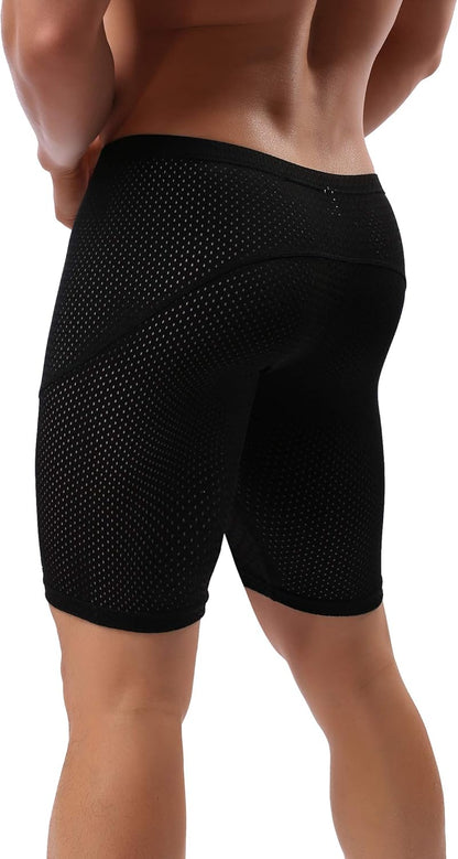 Mens Tight Yoga Workout Shorts Mesh Gym Training Shorts