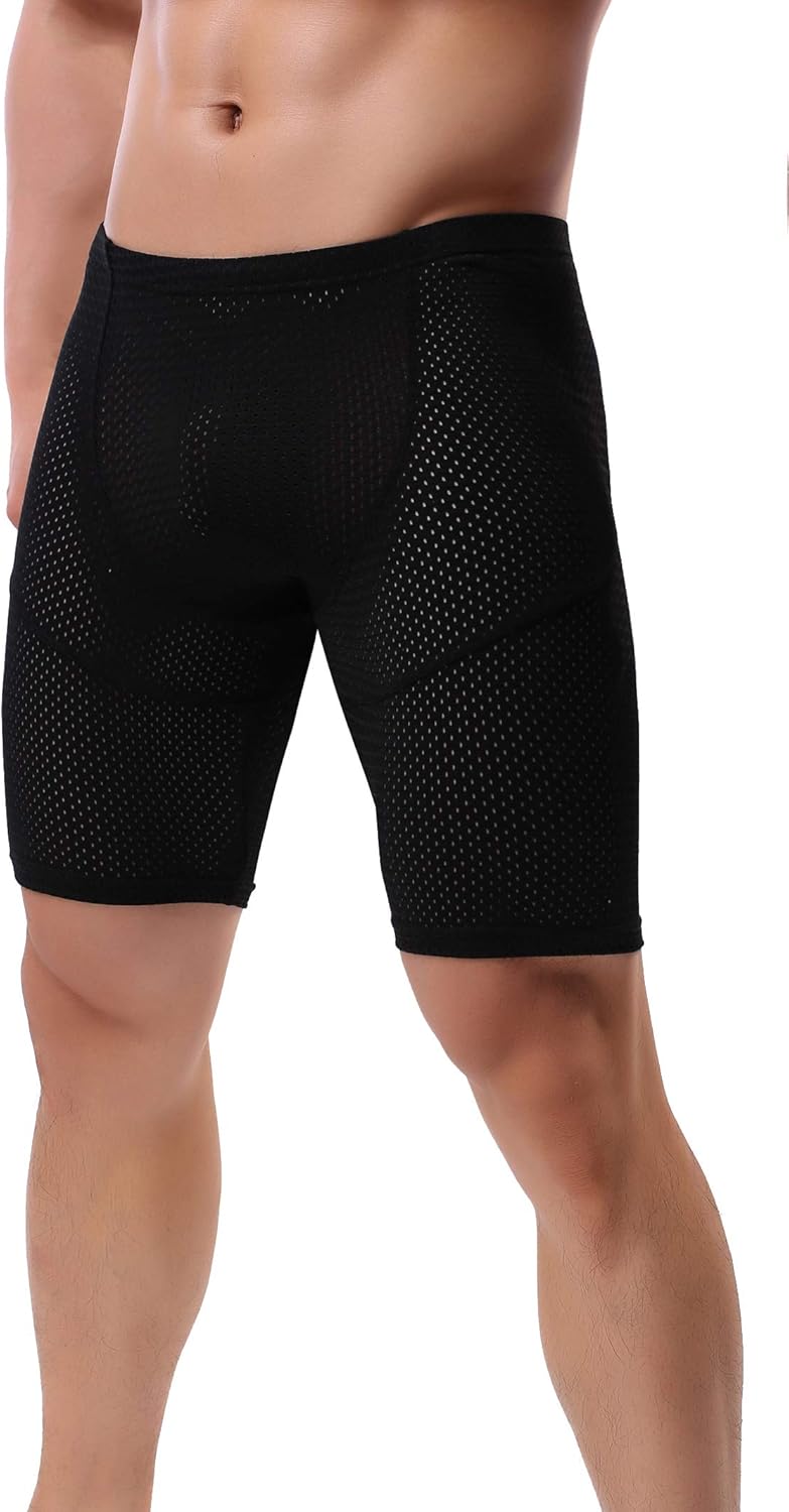 Mens Tight Yoga Workout Shorts Mesh Gym Training Shorts