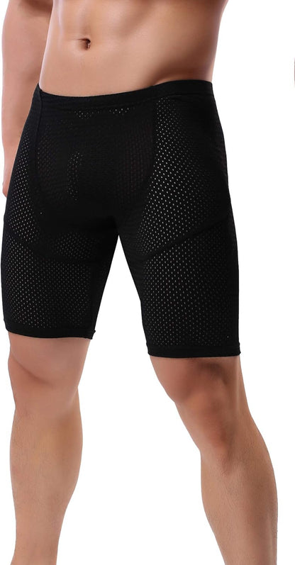 Mens Tight Yoga Workout Shorts Mesh Gym Training Shorts