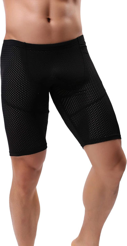 Mens Tight Yoga Workout Shorts Mesh Gym Training Shorts