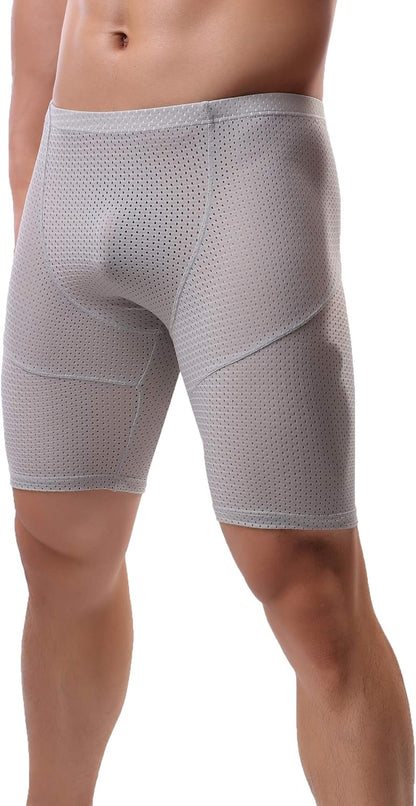 Mens Tight Yoga Workout Shorts Mesh Gym Training Shorts