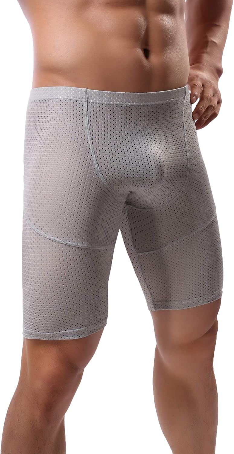 Mens Tight Yoga Workout Shorts Mesh Gym Training Shorts