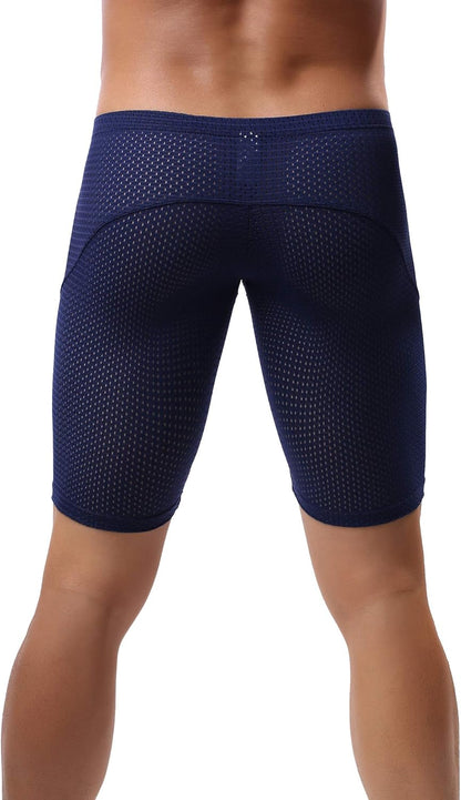 Mens Tight Yoga Workout Shorts Mesh Gym Training Shorts