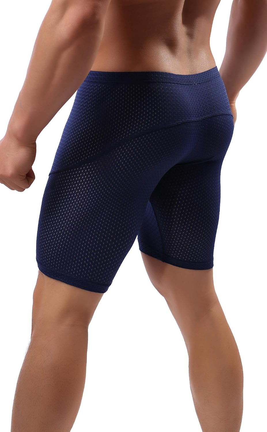 Mens Tight Yoga Workout Shorts Mesh Gym Training Shorts