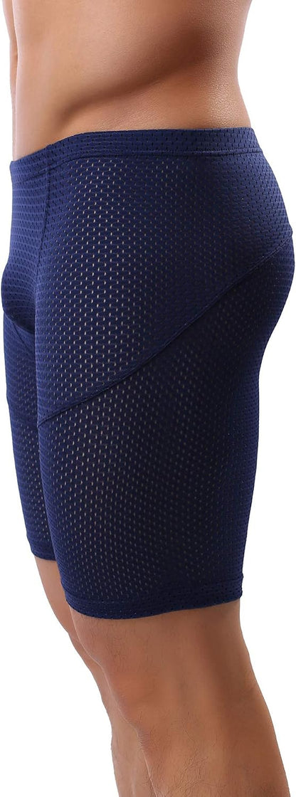 Mens Tight Yoga Workout Shorts Mesh Gym Training Shorts