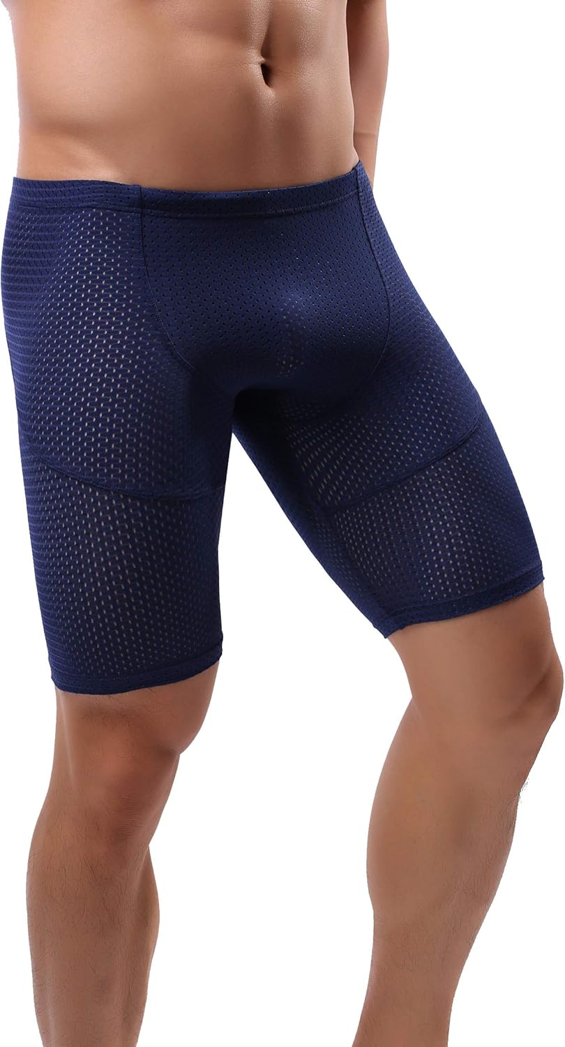 Mens Tight Yoga Workout Shorts Mesh Gym Training Shorts