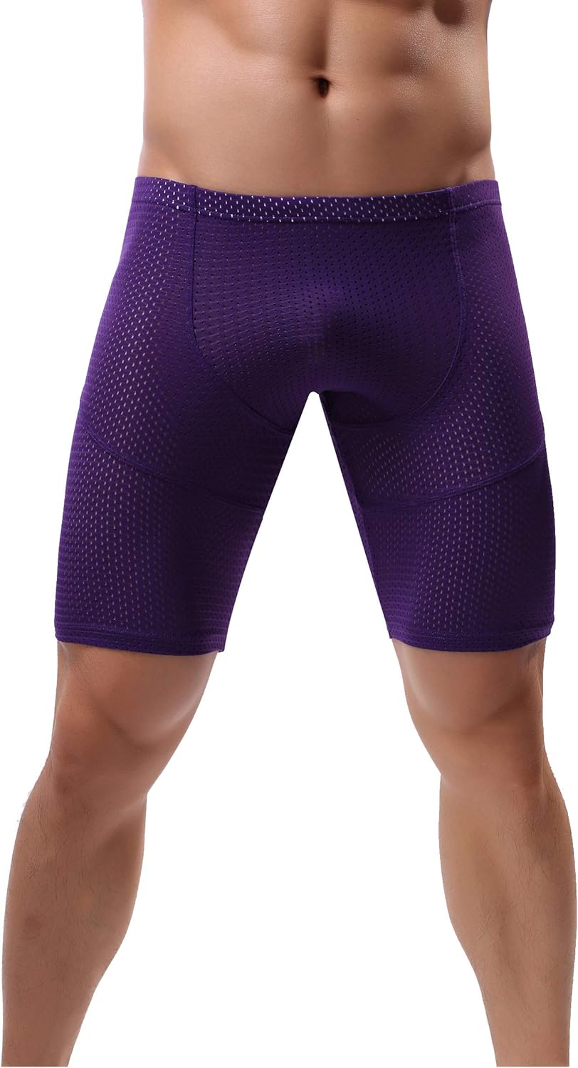 Mens Tight Yoga Workout Shorts Mesh Gym Training Shorts