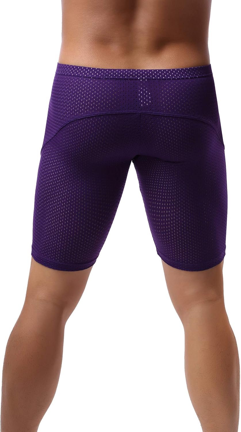 Mens Tight Yoga Workout Shorts Mesh Gym Training Shorts