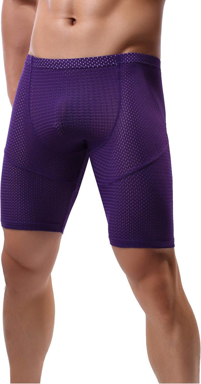 Mens Tight Yoga Workout Shorts Mesh Gym Training Shorts