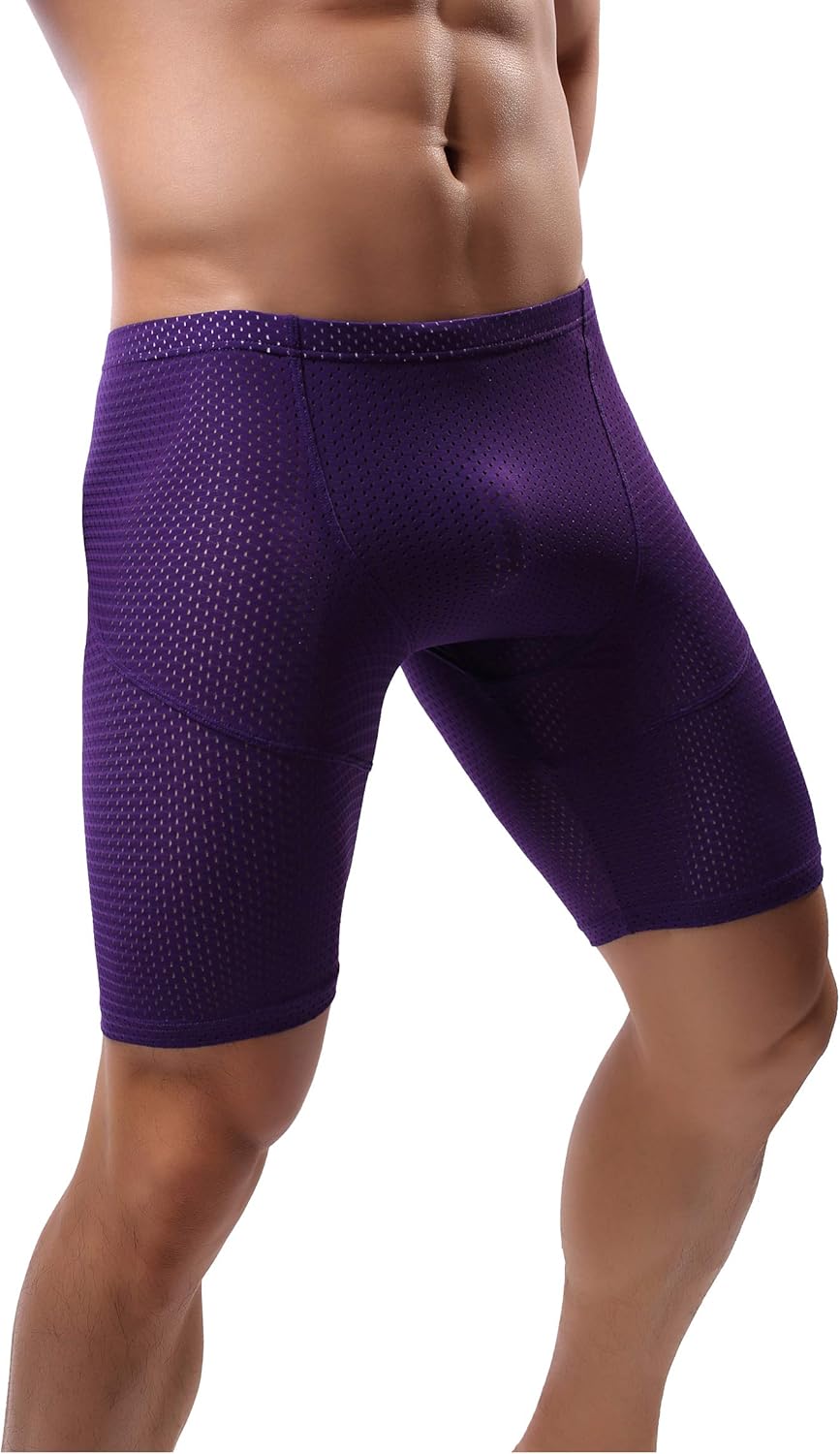 Mens Tight Yoga Workout Shorts Mesh Gym Training Shorts