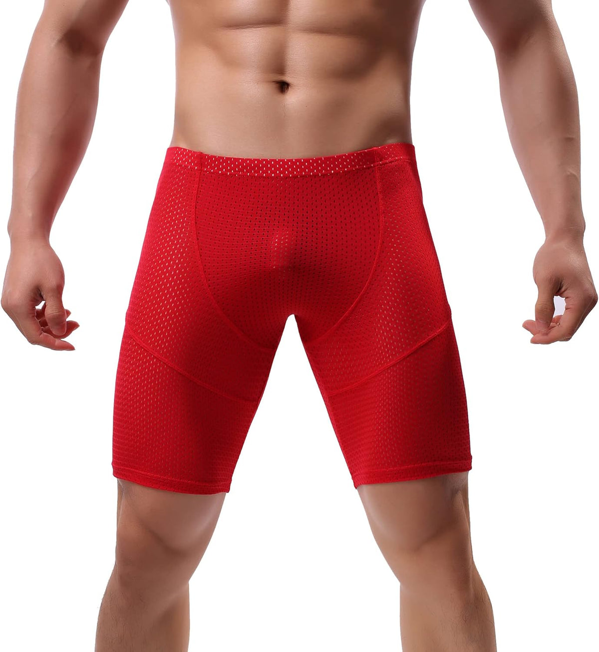 Mens Tight Yoga Workout Shorts Mesh Gym Training Shorts