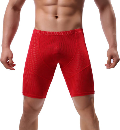 Mens Tight Yoga Workout Shorts Mesh Gym Training Shorts