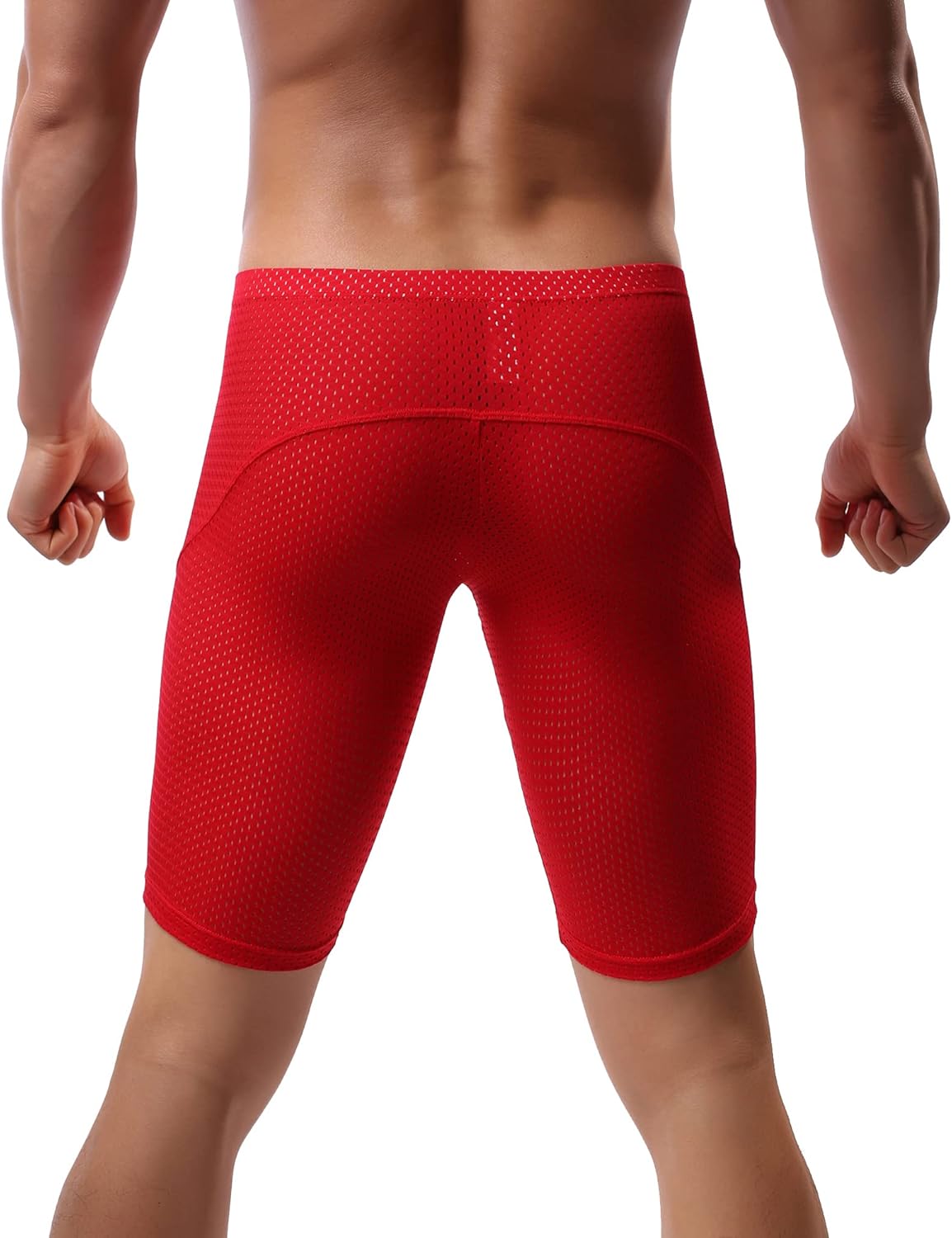 Mens Tight Yoga Workout Shorts Mesh Gym Training Shorts