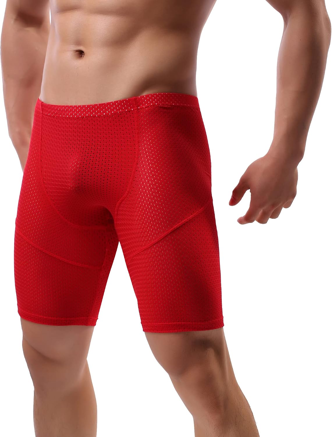Mens Tight Yoga Workout Shorts Mesh Gym Training Shorts