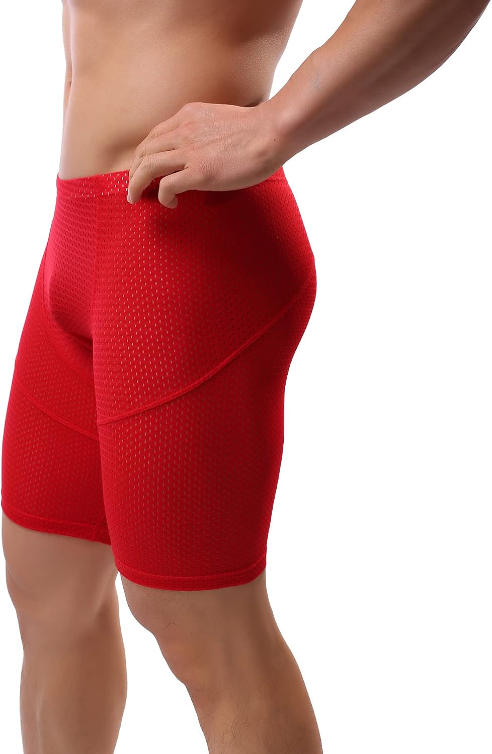 Mens Tight Yoga Workout Shorts Mesh Gym Training Shorts
