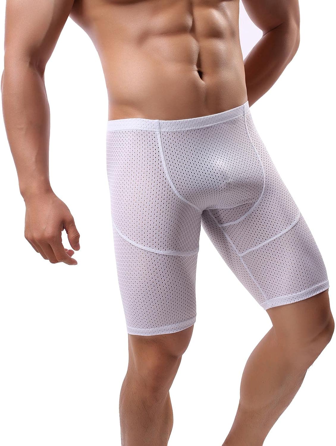 Mens Tight Yoga Workout Shorts Mesh Gym Training Shorts