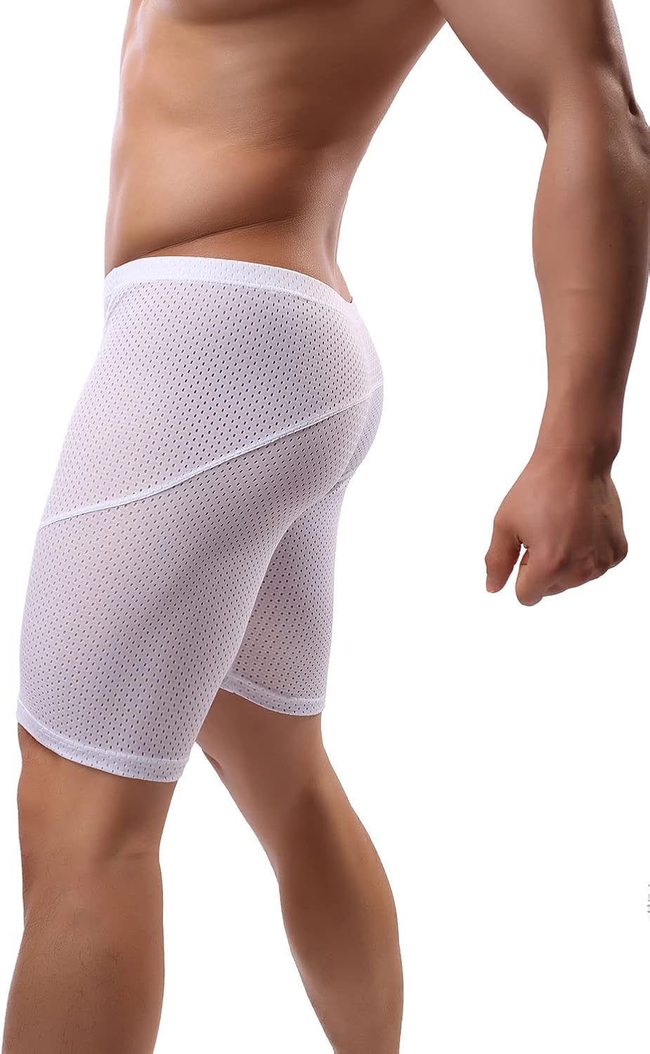 Mens Tight Yoga Workout Shorts Mesh Gym Training Shorts