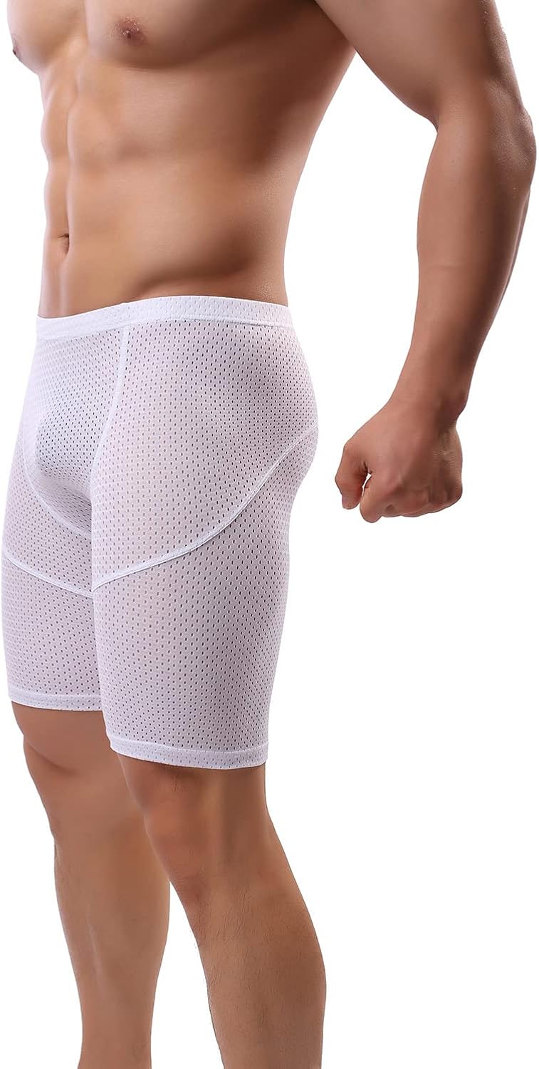 Mens Tight Yoga Workout Shorts Mesh Gym Training Shorts