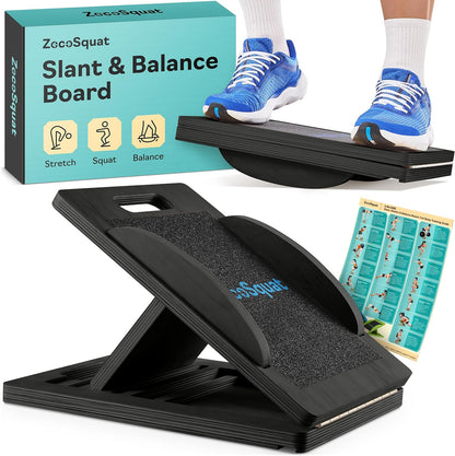 Slant Boards for Exercise, Wooden Slant Board, Calf Stretch Board with 7 Incline Angles, Velour Board, Balance Board & Calf Stretcher, Portable Incline Board for Physical Therapy, Ankle Mobility, Heel & Knees