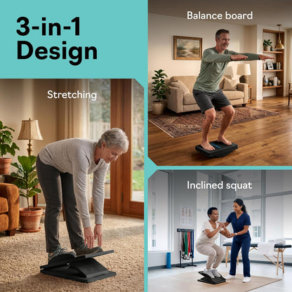 Slant Boards for Exercise, Wooden Slant Board, Calf Stretch Board with 7 Incline Angles, Velour Board, Balance Board & Calf Stretcher, Portable Incline Board for Physical Therapy, Ankle Mobility, Heel & Knees