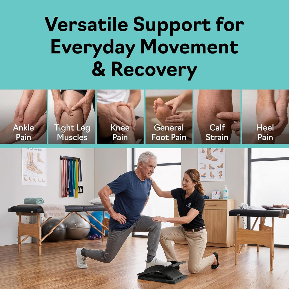 Slant Boards for Exercise, Wooden Slant Board, Calf Stretch Board with 7 Incline Angles, Velour Board, Balance Board & Calf Stretcher, Portable Incline Board for Physical Therapy, Ankle Mobility, Heel & Knees