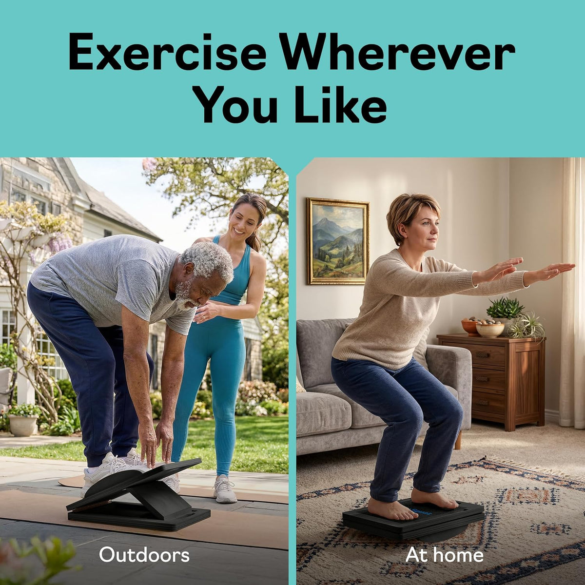 Slant Boards for Exercise, Wooden Slant Board, Calf Stretch Board with 7 Incline Angles, Velour Board, Balance Board & Calf Stretcher, Portable Incline Board for Physical Therapy, Ankle Mobility, Heel & Knees
