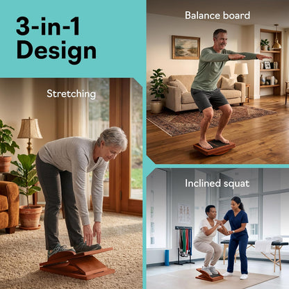 Slant Boards for Exercise, Wooden Slant Board, Calf Stretch Board with 7 Incline Angles, Velour Board, Balance Board & Calf Stretcher, Portable Incline Board for Physical Therapy, Ankle Mobility, Heel & Knees