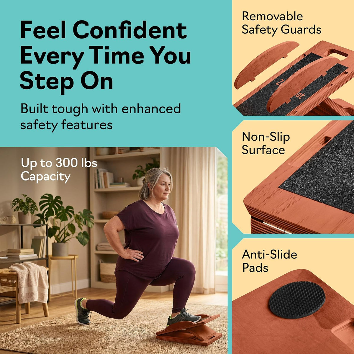 Slant Boards for Exercise, Wooden Slant Board, Calf Stretch Board with 7 Incline Angles, Velour Board, Balance Board & Calf Stretcher, Portable Incline Board for Physical Therapy, Ankle Mobility, Heel & Knees