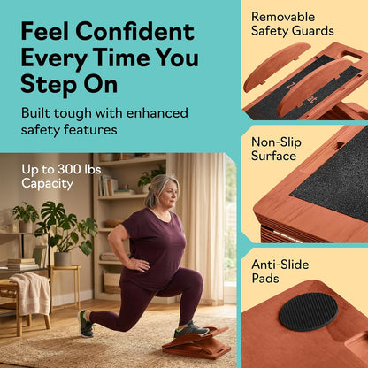 Slant Boards for Exercise, Wooden Slant Board, Calf Stretch Board with 7 Incline Angles, Velour Board, Balance Board & Calf Stretcher, Portable Incline Board for Physical Therapy, Ankle Mobility, Heel & Knees