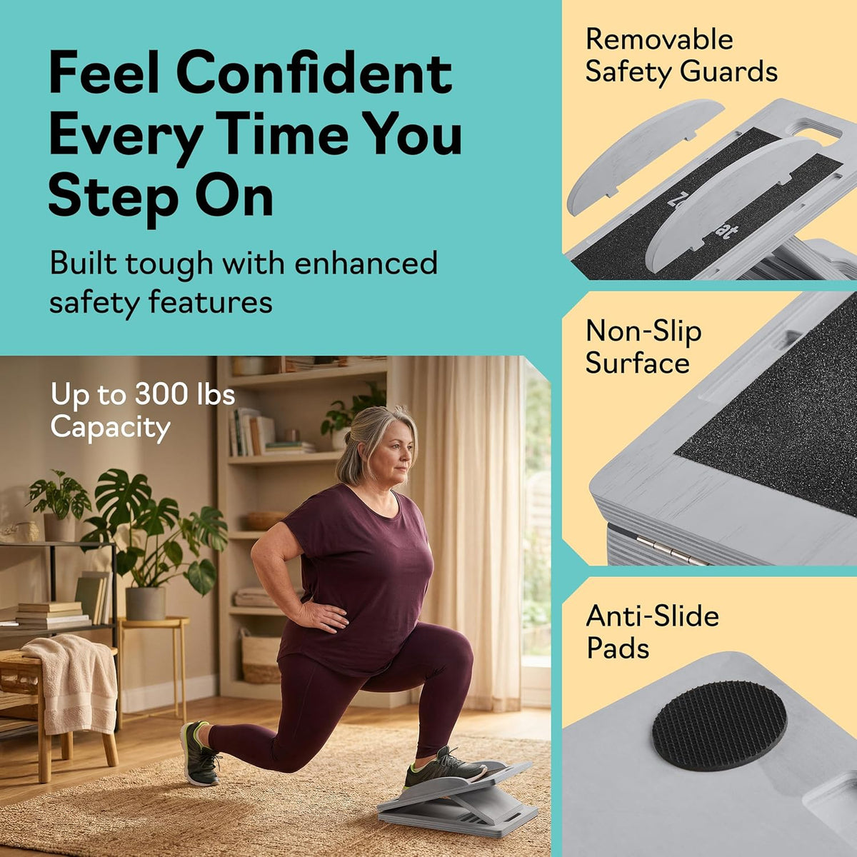 Slant Boards for Exercise, Wooden Slant Board, Calf Stretch Board with 7 Incline Angles, Velour Board, Balance Board & Calf Stretcher, Portable Incline Board for Physical Therapy, Ankle Mobility, Heel & Knees