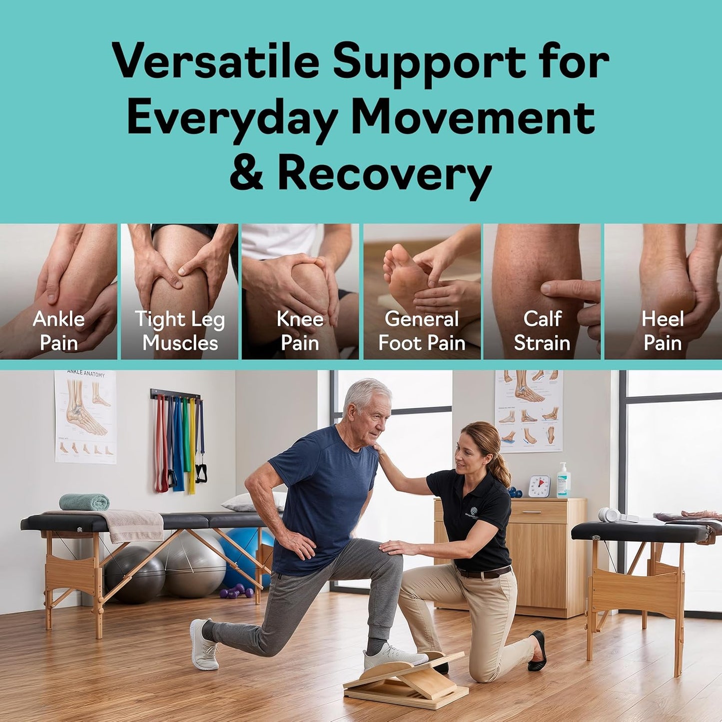 Slant Boards for Exercise, Wooden Slant Board, Calf Stretch Board with 7 Incline Angles, Velour Board, Balance Board & Calf Stretcher, Portable Incline Board for Physical Therapy, Ankle Mobility, Heel & Knees