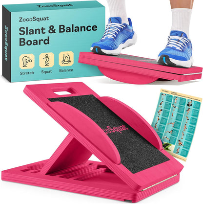 Slant Boards for Exercise, Wooden Slant Board, Calf Stretch Board with 7 Incline Angles, Velour Board, Balance Board & Calf Stretcher, Portable Incline Board for Physical Therapy, Ankle Mobility, Heel & Knees