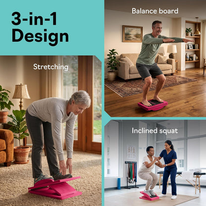 Slant Boards for Exercise, Wooden Slant Board, Calf Stretch Board with 7 Incline Angles, Velour Board, Balance Board & Calf Stretcher, Portable Incline Board for Physical Therapy, Ankle Mobility, Heel & Knees