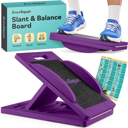 Slant Boards for Exercise, Wooden Slant Board, Calf Stretch Board with 7 Incline Angles, Velour Board, Balance Board & Calf Stretcher, Portable Incline Board for Physical Therapy, Ankle Mobility, Heel & Knees