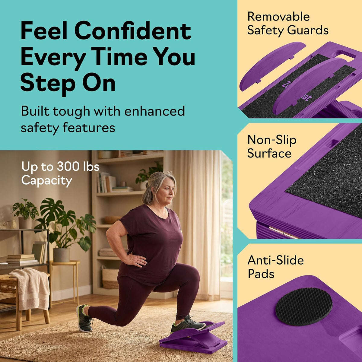 Slant Boards for Exercise, Wooden Slant Board, Calf Stretch Board with 7 Incline Angles, Velour Board, Balance Board & Calf Stretcher, Portable Incline Board for Physical Therapy, Ankle Mobility, Heel & Knees
