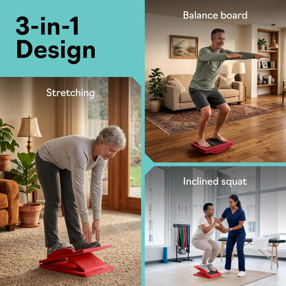 Slant Boards for Exercise, Wooden Slant Board, Calf Stretch Board with 7 Incline Angles, Velour Board, Balance Board & Calf Stretcher, Portable Incline Board for Physical Therapy, Ankle Mobility, Heel & Knees