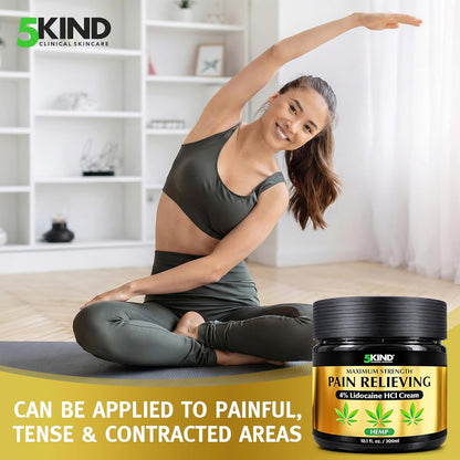 5Kind Extra Strong Lidocaine Cream with Hemp 10.1 fl oz Pain Relief Cream
