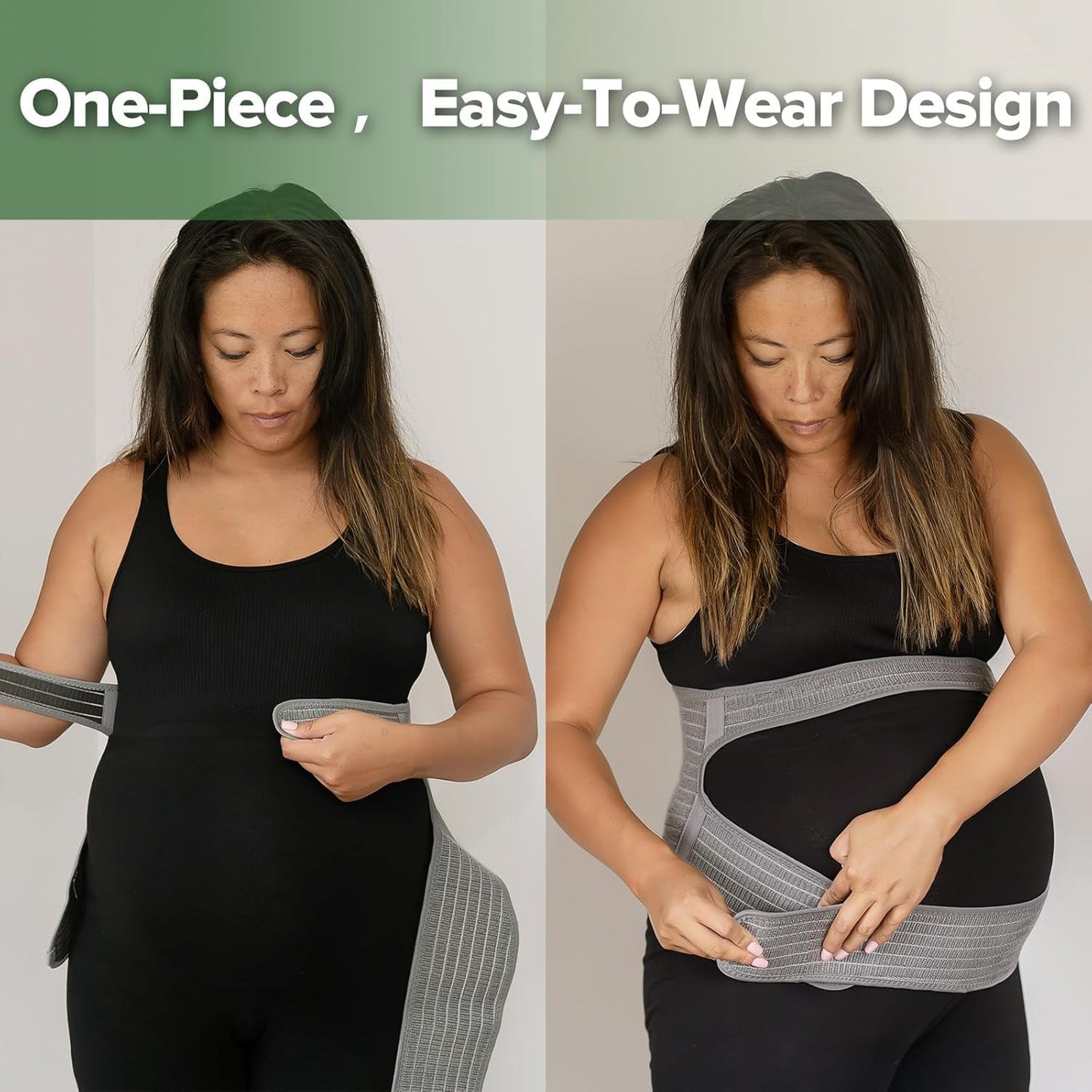 Pregnancy Belly Band, One-Piece Maternity Belt for Pregnant Women, Breathable Belly Support Band for Back & Pelvic Pain Relief, Easy to Wear for Everyday Comfort, L