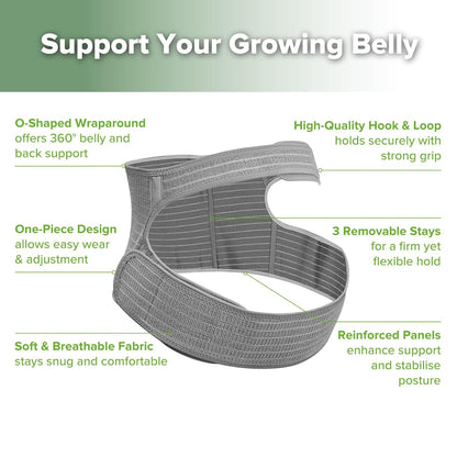 Pregnancy Belly Band, One-Piece Maternity Belt for Pregnant Women, Breathable Belly Support Band for Back & Pelvic Pain Relief, Easy to Wear for Everyday Comfort, L