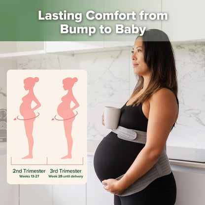 Pregnancy Belly Band, One-Piece Maternity Belt for Pregnant Women, Breathable Belly Support Band for Back & Pelvic Pain Relief, Easy to Wear for Everyday Comfort, L
