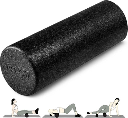 High Density Foam Roller for Back, Variety of Sizes & Colors for Yoga, Pilates - Blue Speckled - 18 Inches
